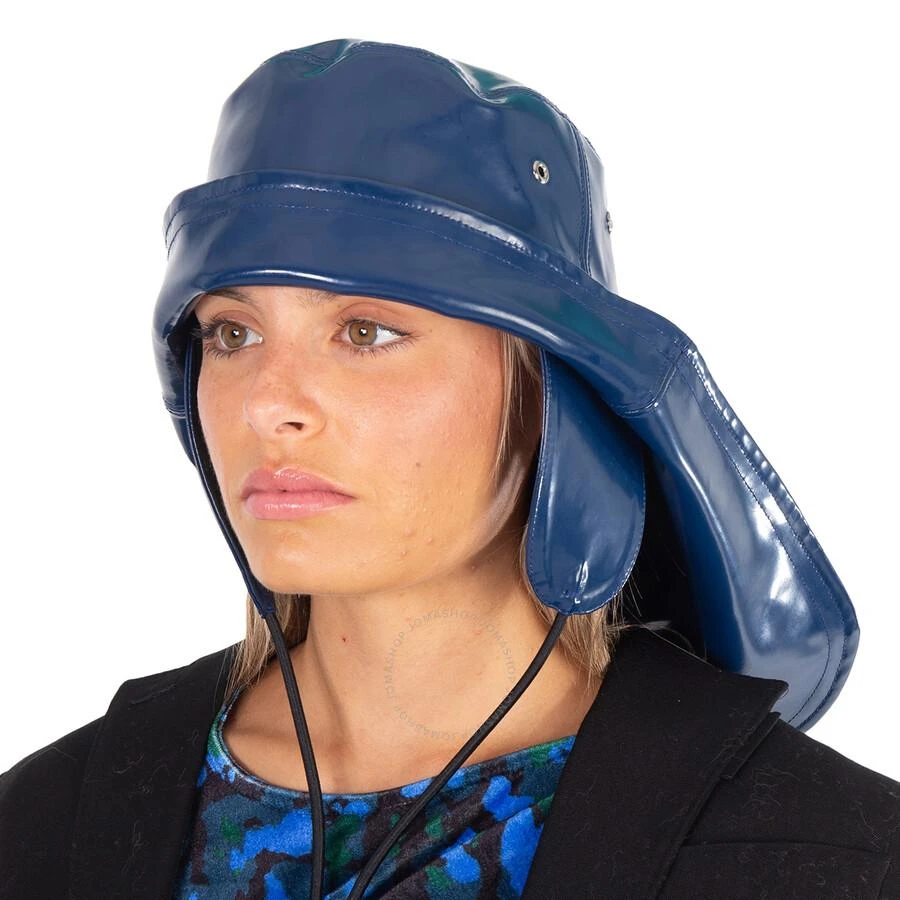 Ink Blue Logo Print Rubber Rise Cotton Fisherman Hat – On  display picture 1