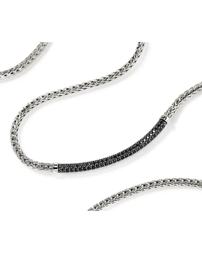 JOHN HARDY Sterling Silver JH Essentials Black Sapphire Pavé Curved Bar Necklace, 16-18" 6