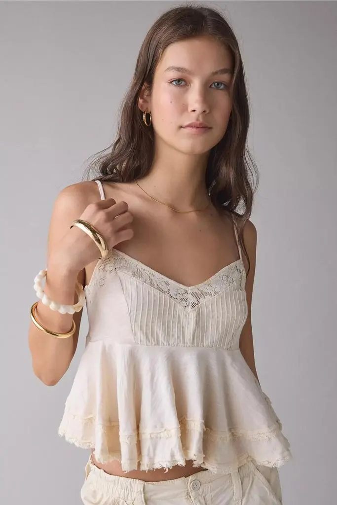 Urban Outfitters UO Luckiest One Lace Trim Babydoll Cami