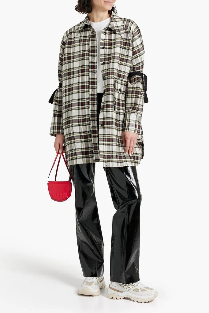 Ganni Checked linen and silk-blend shirt 2