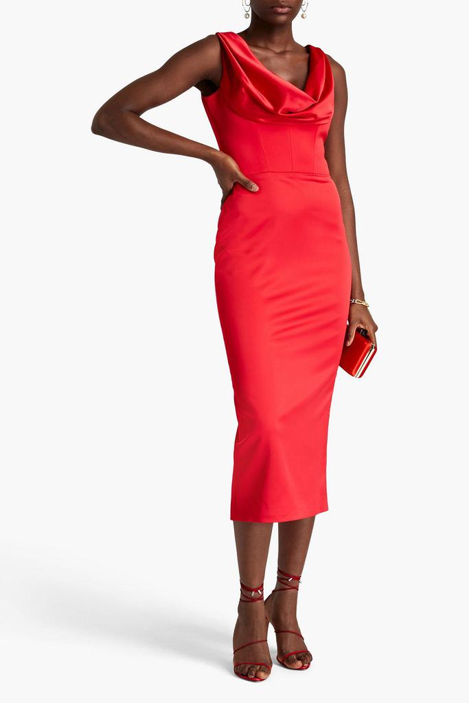 RASARIO Draped satin-crepe midi dress