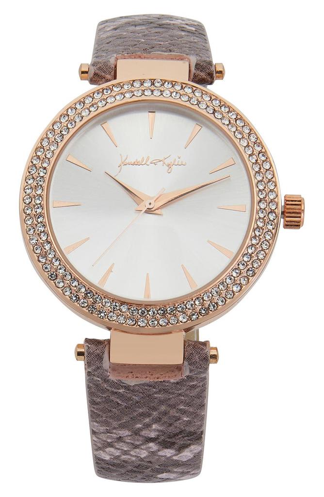 KENDALL + KYLIE Women's Kendall + Kylie 3-Hand Quartz Snakeskin Print Leather Strap Watch, 40mm