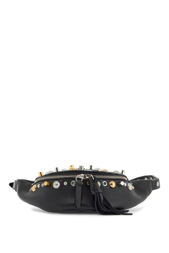 Valentino black leather belt bag with studs and shoulder strap 1
