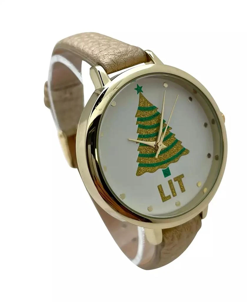 Olivia Pratt Gold Faux Leather Christmas Themed Women Watches 3