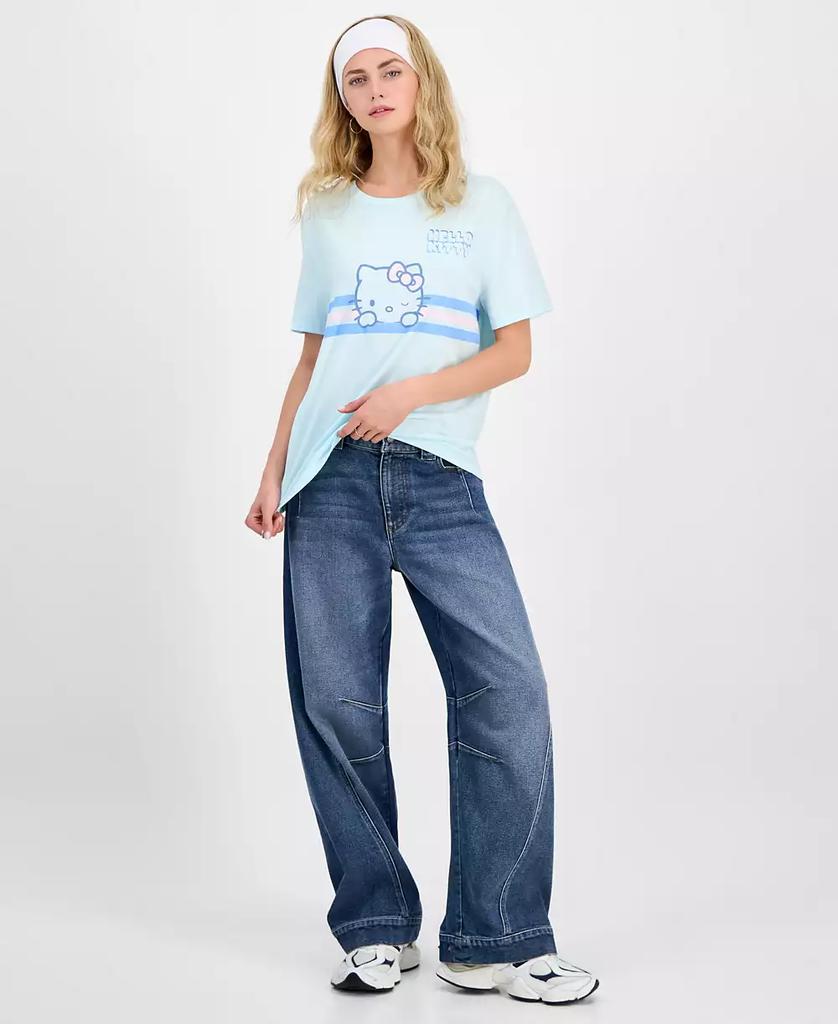 Love Tribe Juniors' Hello Kitty Stripe Graphic Print T-Shirt