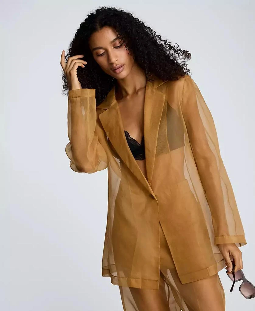 Kenneth Cole Women
s Organza One-Button Notch Collar Jacket 3