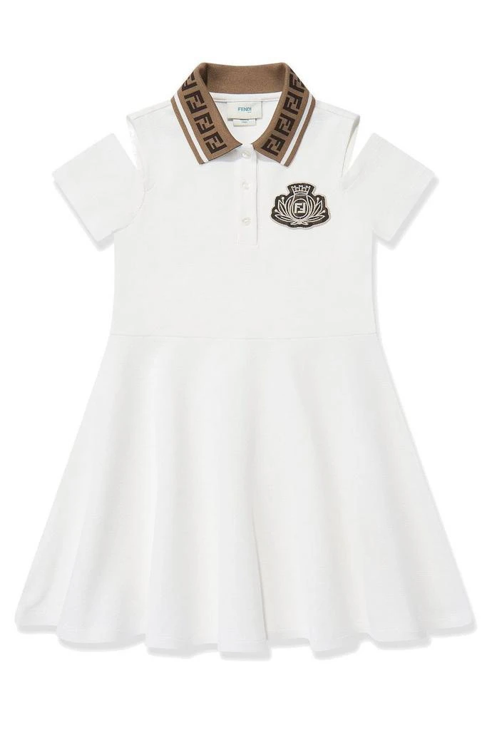Fendi Fendi Kids Logo Patch Flared Piqué Dress 1