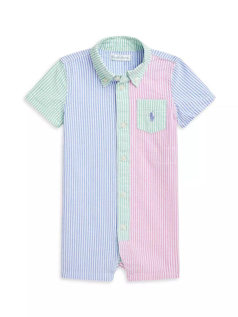 Ralph Lauren Baby Boy's Colorblocked Seersucker Romper 1