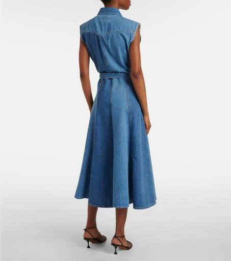 AG Jeans Belted paneled denim midi dress 3
