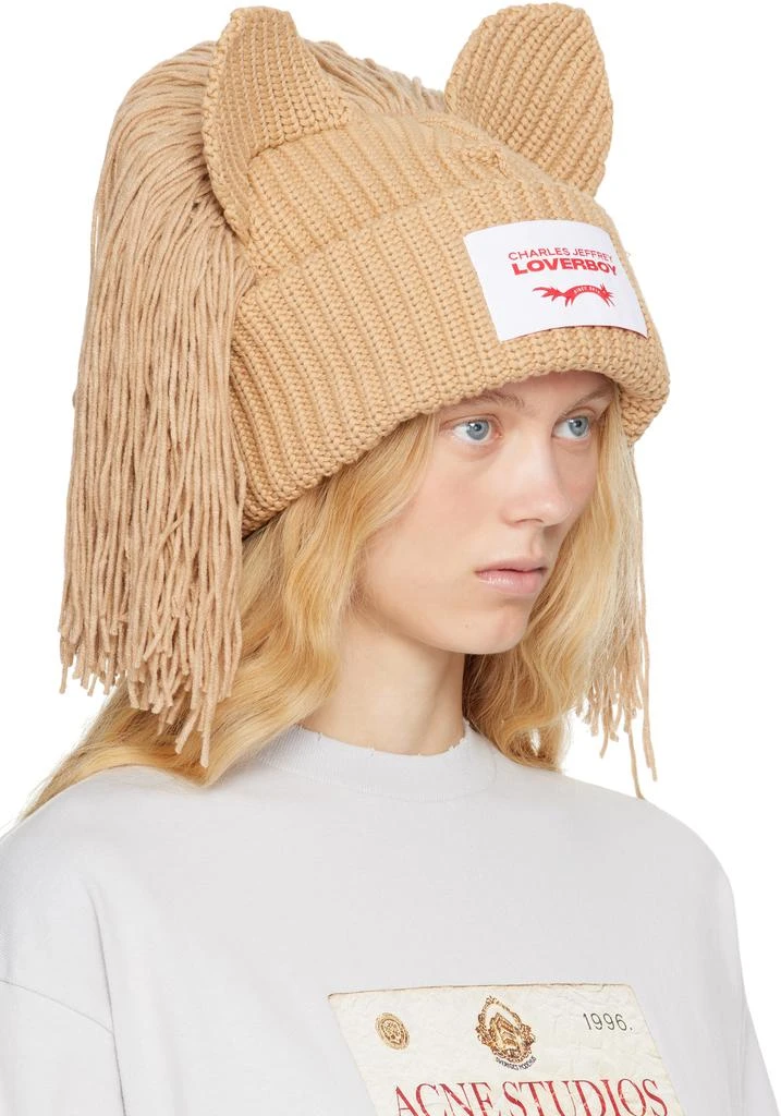 Charles Jeffrey Loverboy Beige Supersized Lion Beanie 2