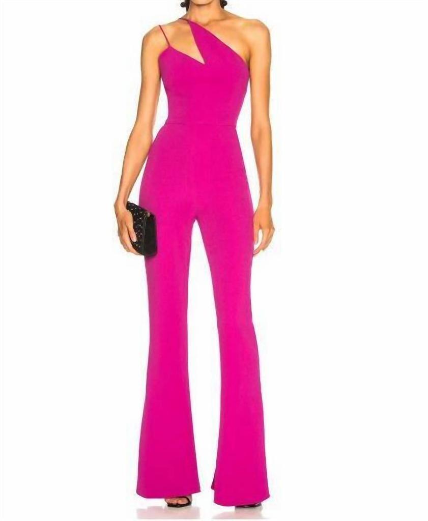 CUSHNIE Cushnie Et Ochs - Nikkita One Shoulder Flared Leg Jumpsuit