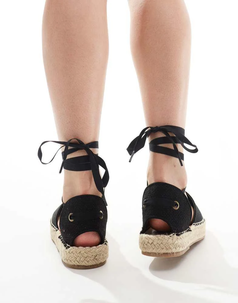 Truffle Collection Truffle Collection ankle tie espadrilles in black 2