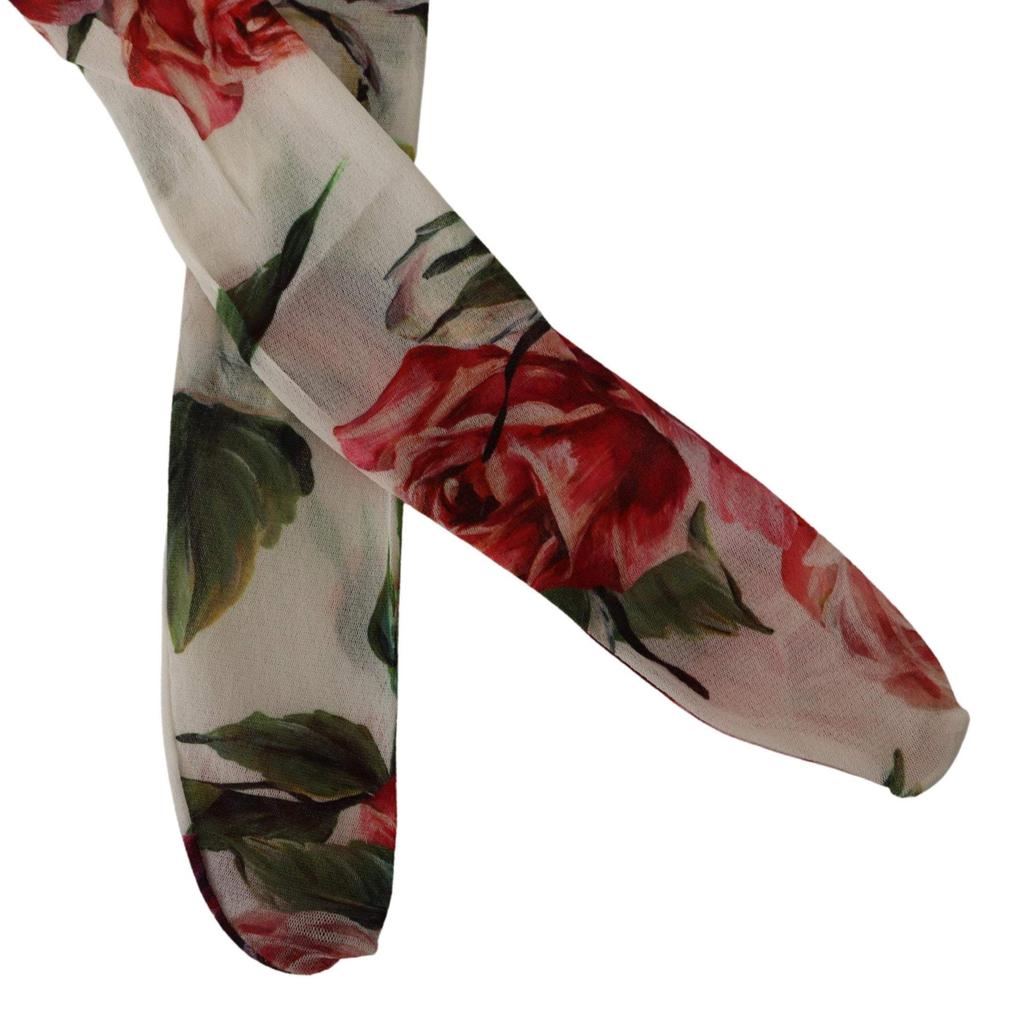 Dolce & Gabbana Dolce & Gabbana White Floral Print Stockings Nylon Tights