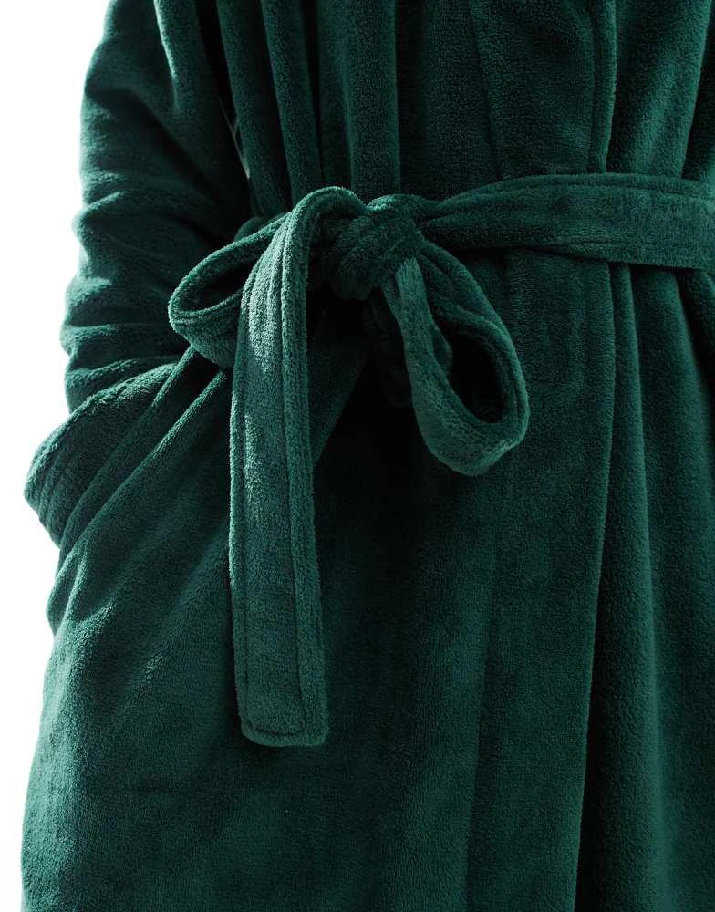 Urban Threads Urban Threads fleece robe in forest green 3