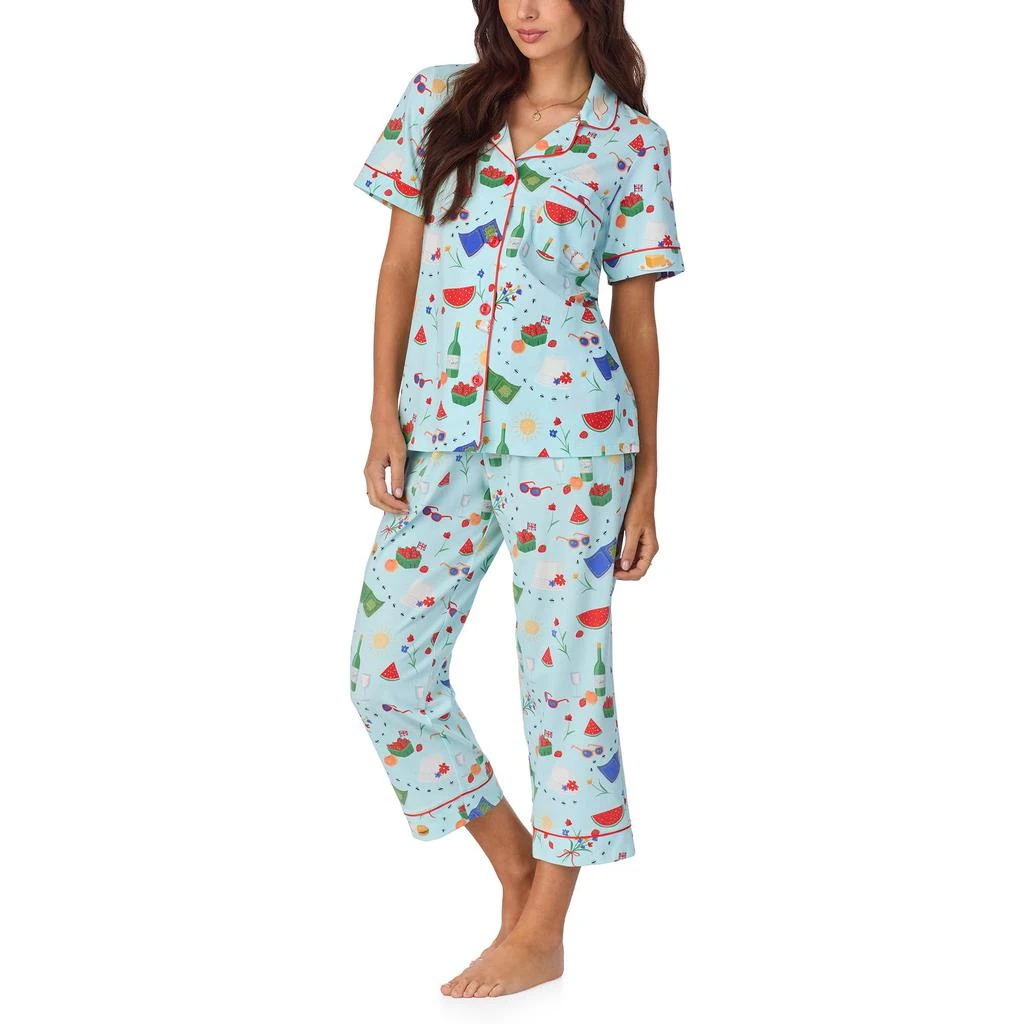 Bedhead PJs Short Sleeve Cotton Knit Cropped Pajama Set 1