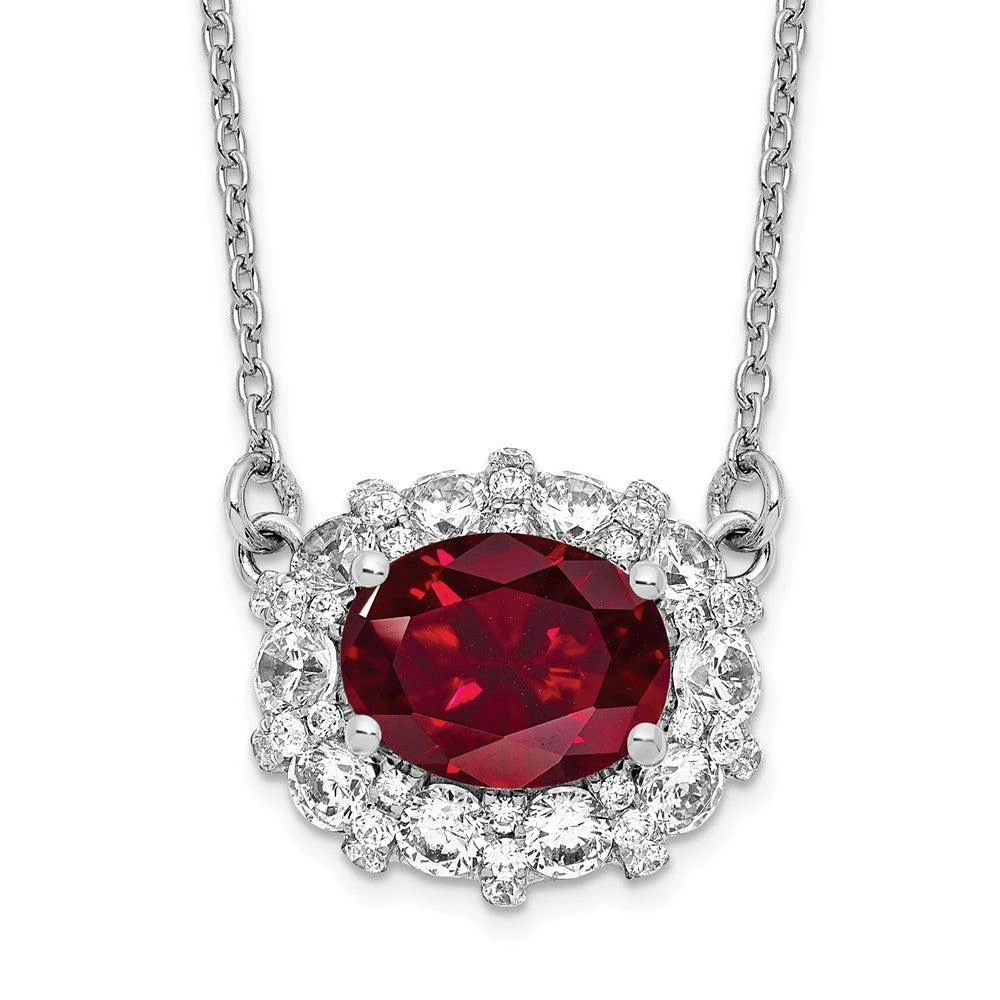 Diamond2Deal 14k White Gold 1 Ct Lab Grown Diamond and Created Ruby Pendant Necklace 2