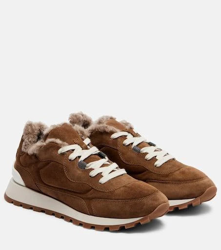 Brunello Cucinelli Runner Monili suede and canvas sneakers 1
