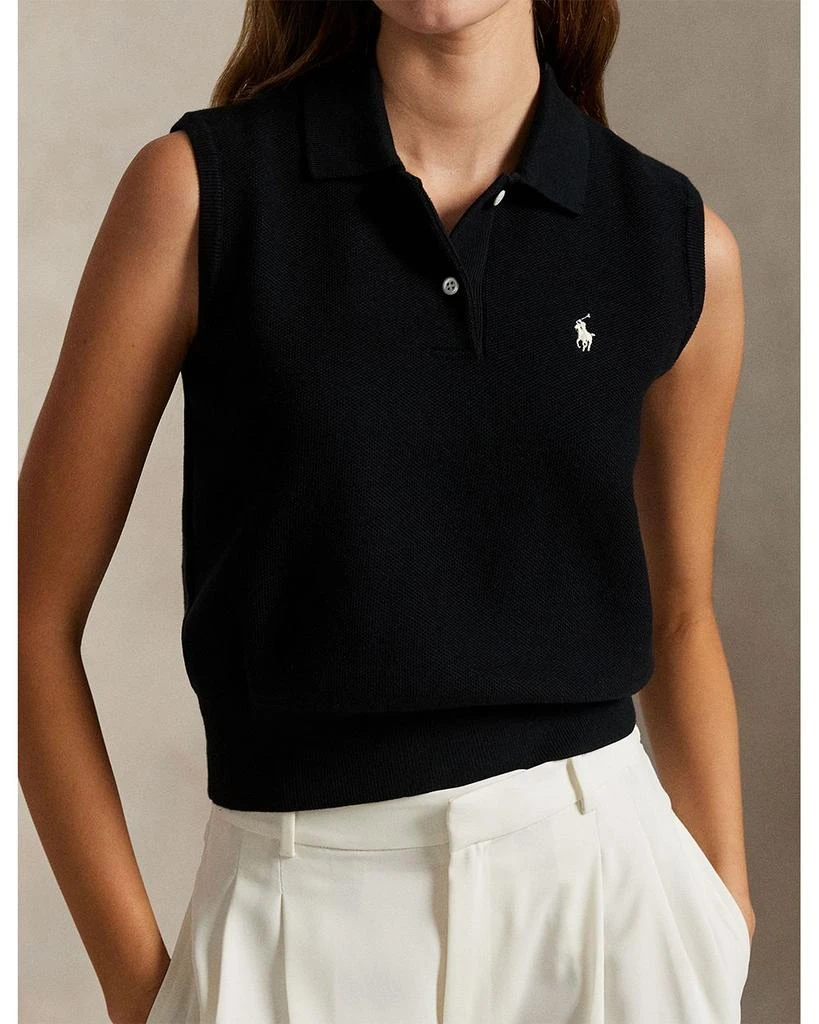 Ralph Lauren Cotton Cropped Sleeveless Polo Sweater 4