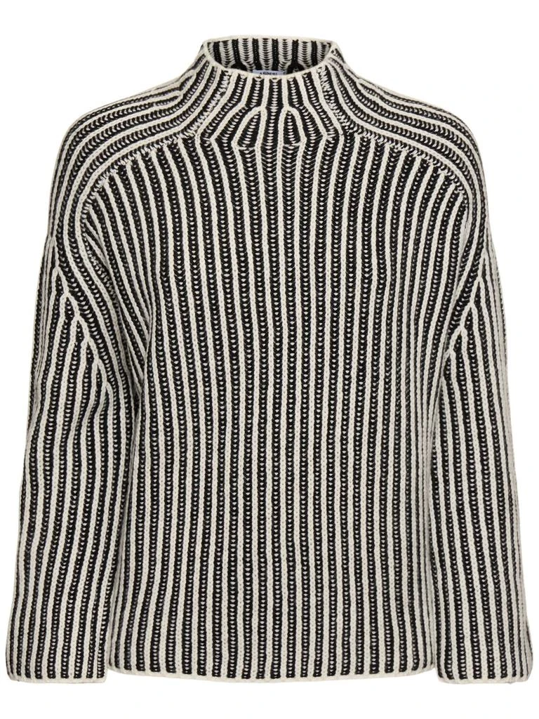 ASPESI Mock Neck Wool Blend Knit Sweater 1