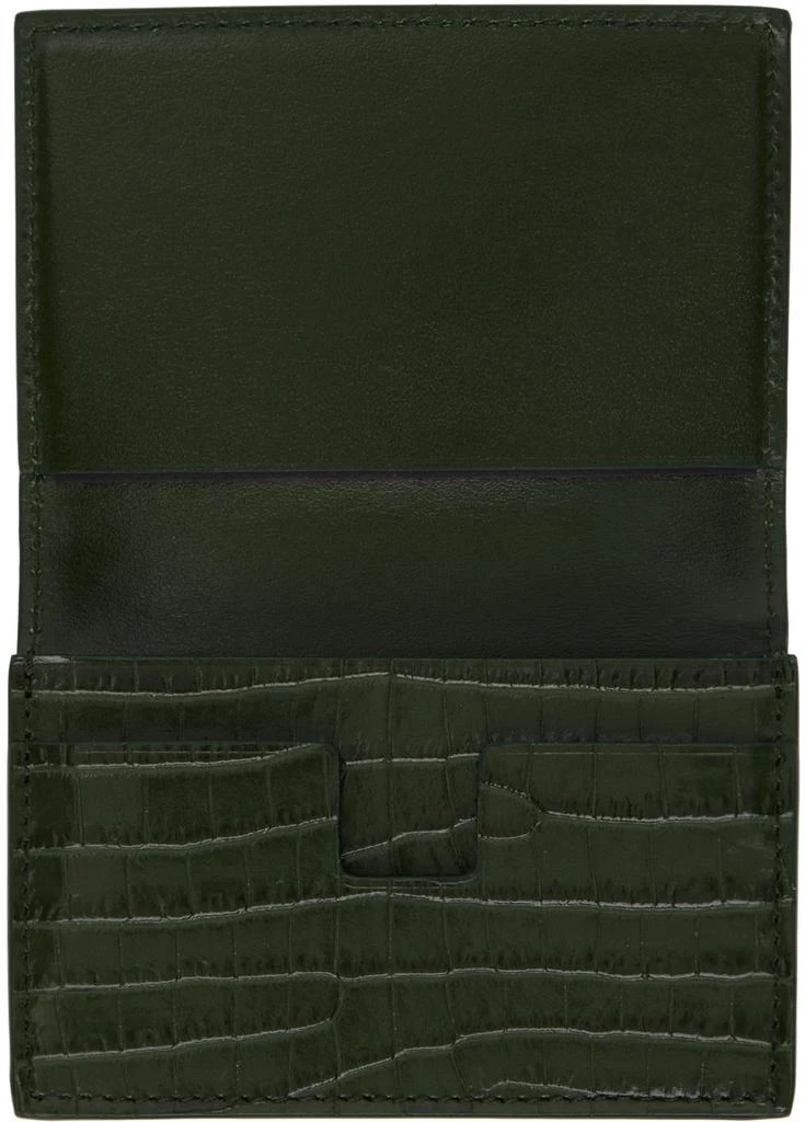 Tom Ford Green Printed Croc Card Holder 3