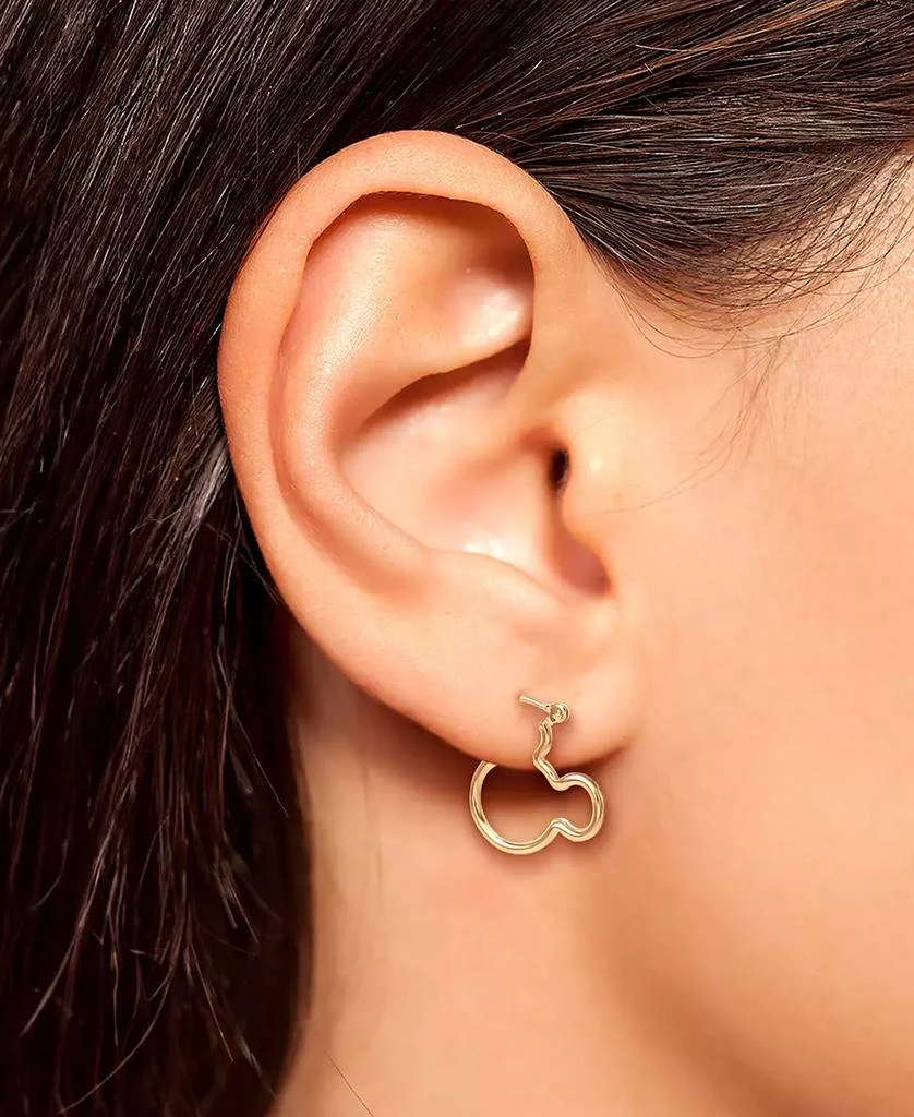 Disney Mickey Mouse Silhouette Small Hoop Earrings in 10k Yellow Gold (3/4") 2
