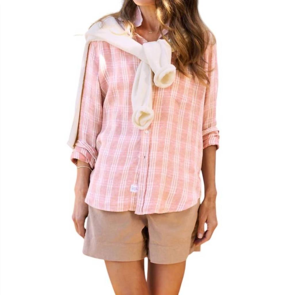 Frank & Eileen Eileen Relaxed Button-Up Shirt In Orange And Cream Plaid