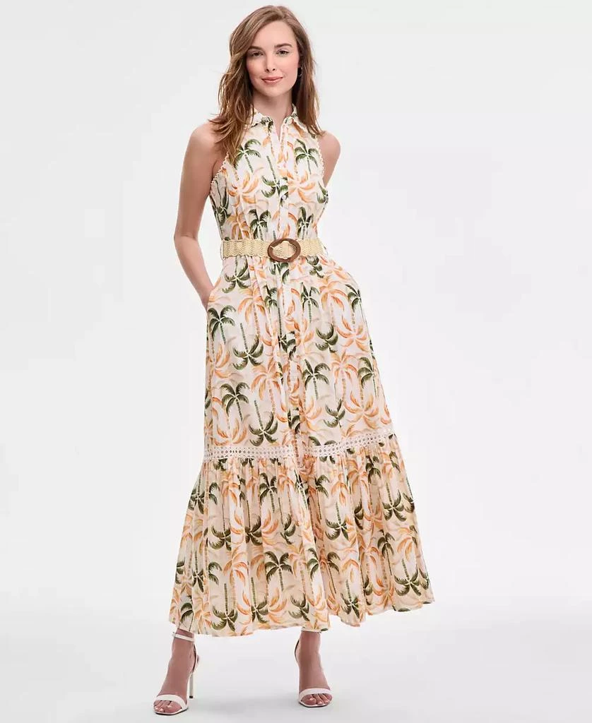 Taylor Women's Printed Taffeta-Belt Sleeveless Dress 1
