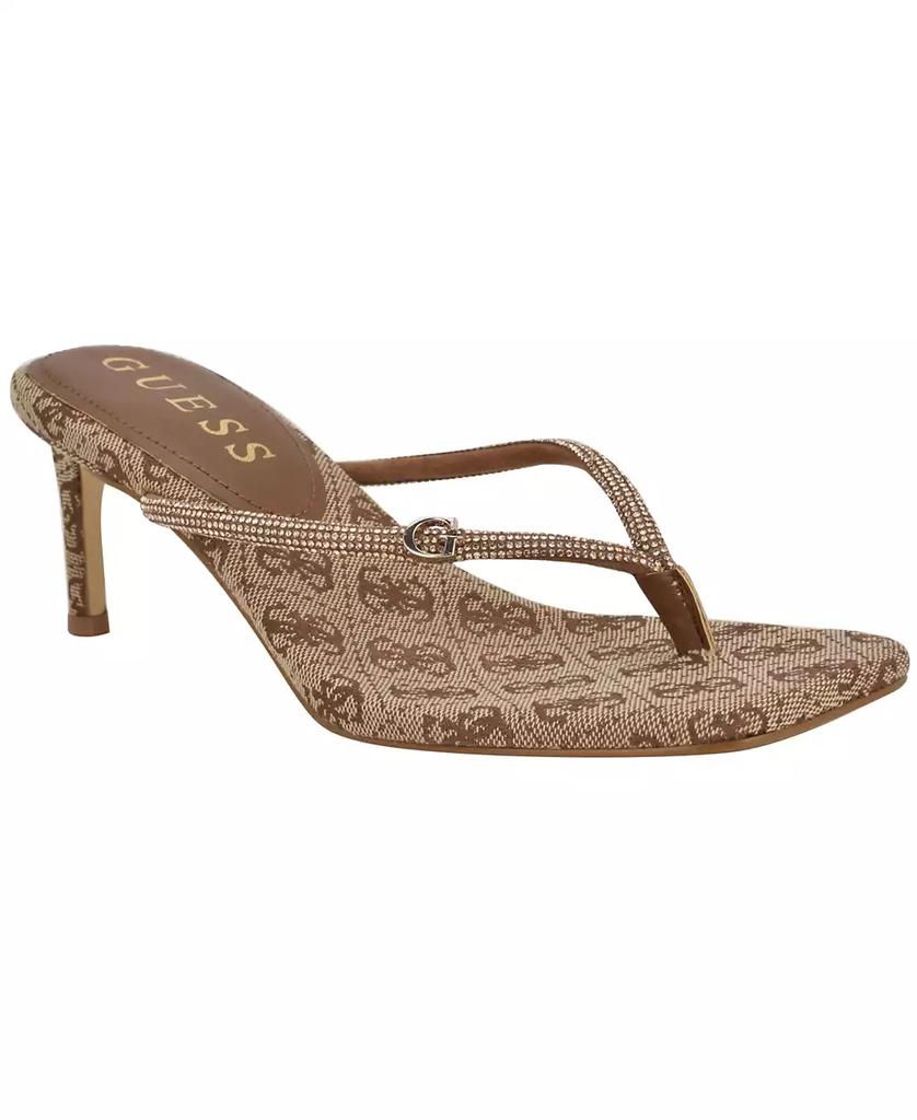 GUESS Mayan Rhinestone Thong Kitten Heel Sandals