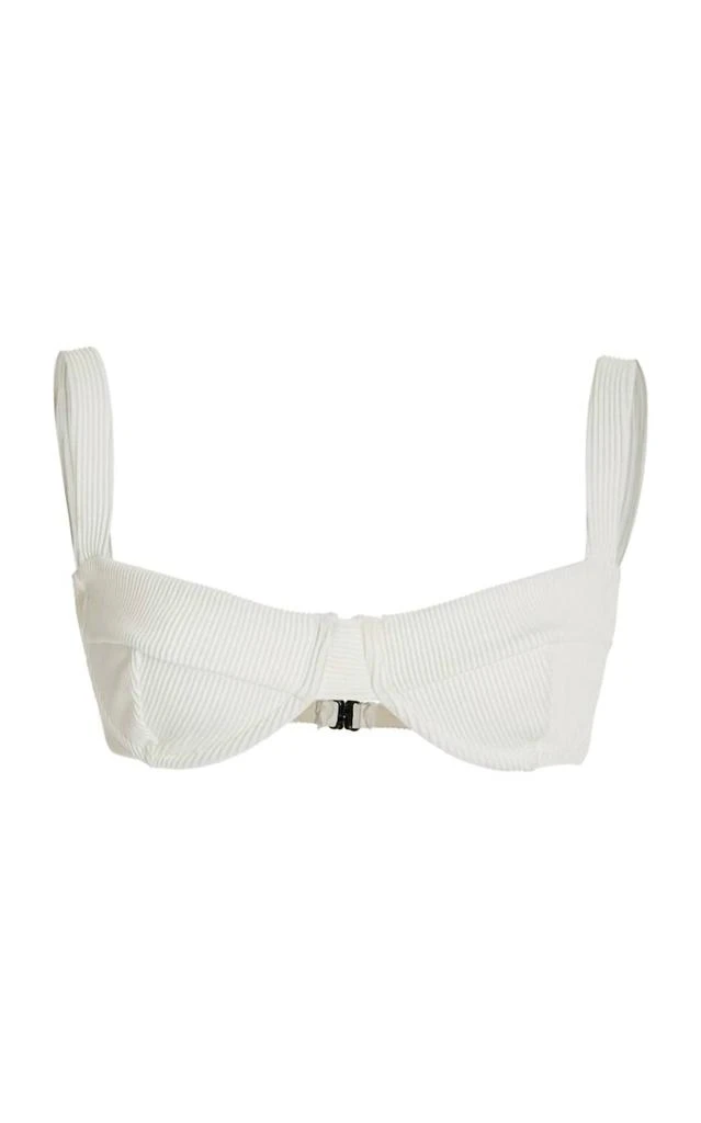 Haight Ribbed Crepe Band Vintage Bikini Top In Off-White 2