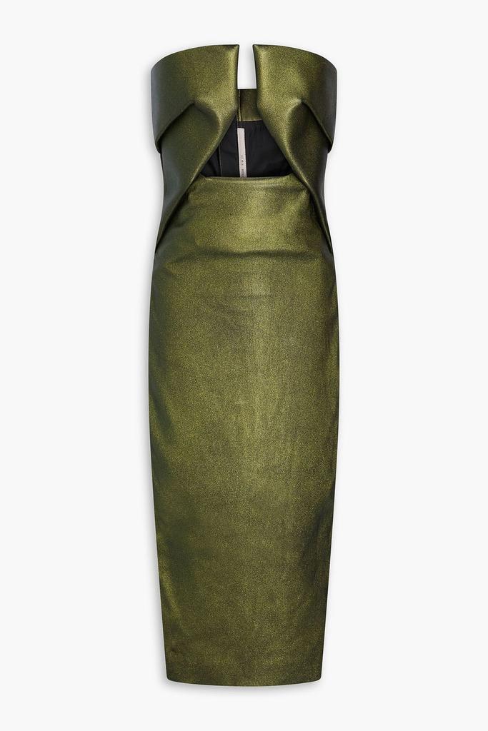 Rick Owens Prong strapless metallic leather-blend dress