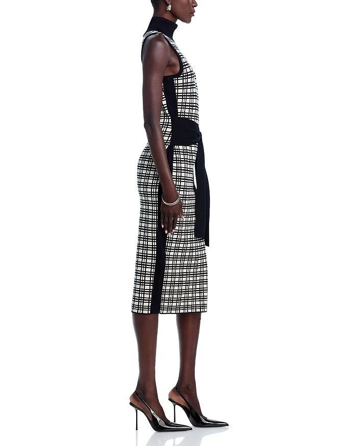 TOCCIN Peggy Sleeveless Turtleneck Tie Front Windowpane Dress 5
