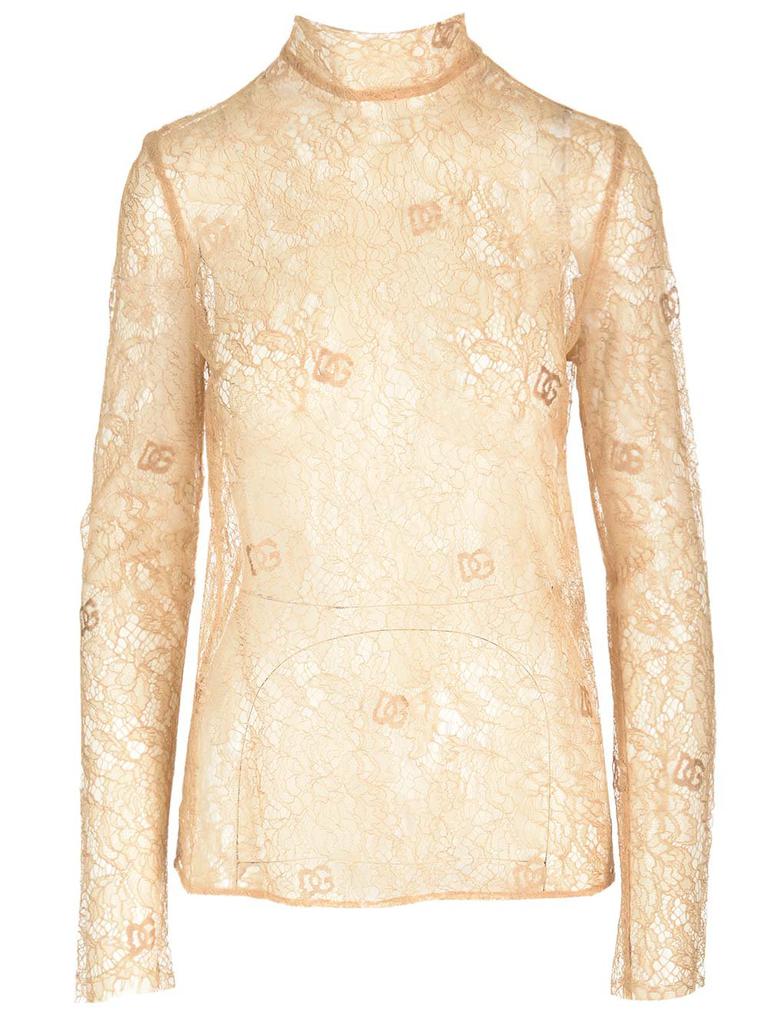 Dolce & Gabbana Dolce & Gabbana Sheer Lace Straight Hem Blouse