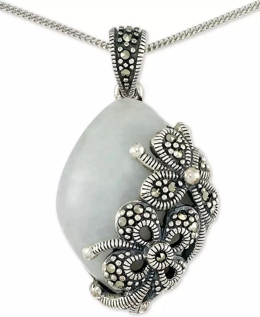 Macy
s Jade (18 x 25 x 5mm) 
Marcasite Floral 18" Pendant Necklace in Sterling Silver