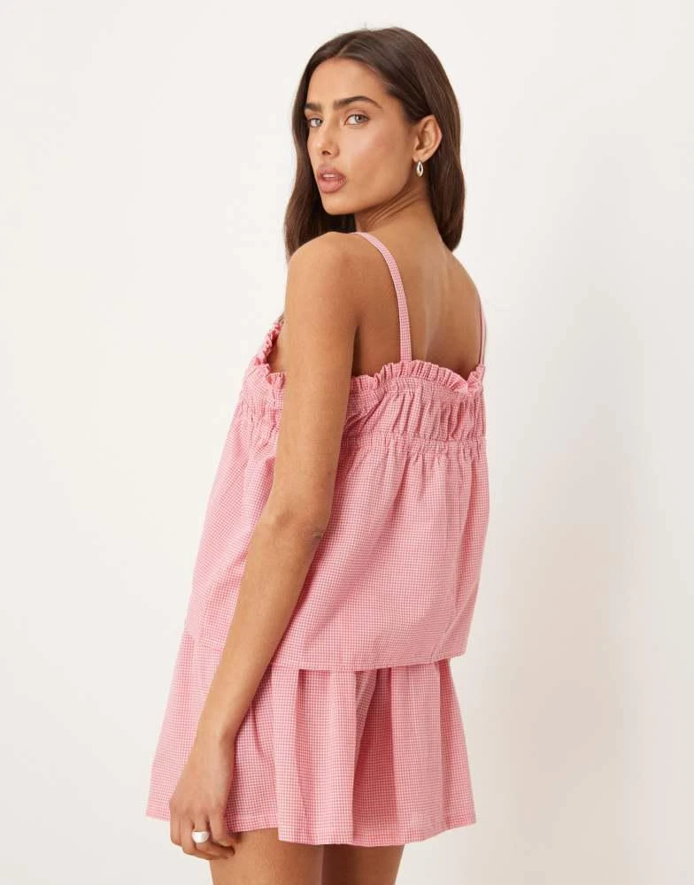 Luna Luna cropped cami pj top co ord in strawberry gingham 3