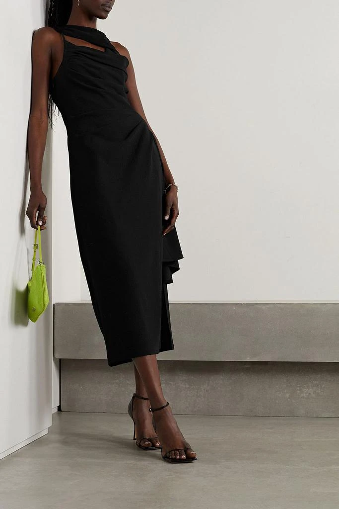 Jacquemus Abanada cutout draped wool-blend crepe midi dress 2
