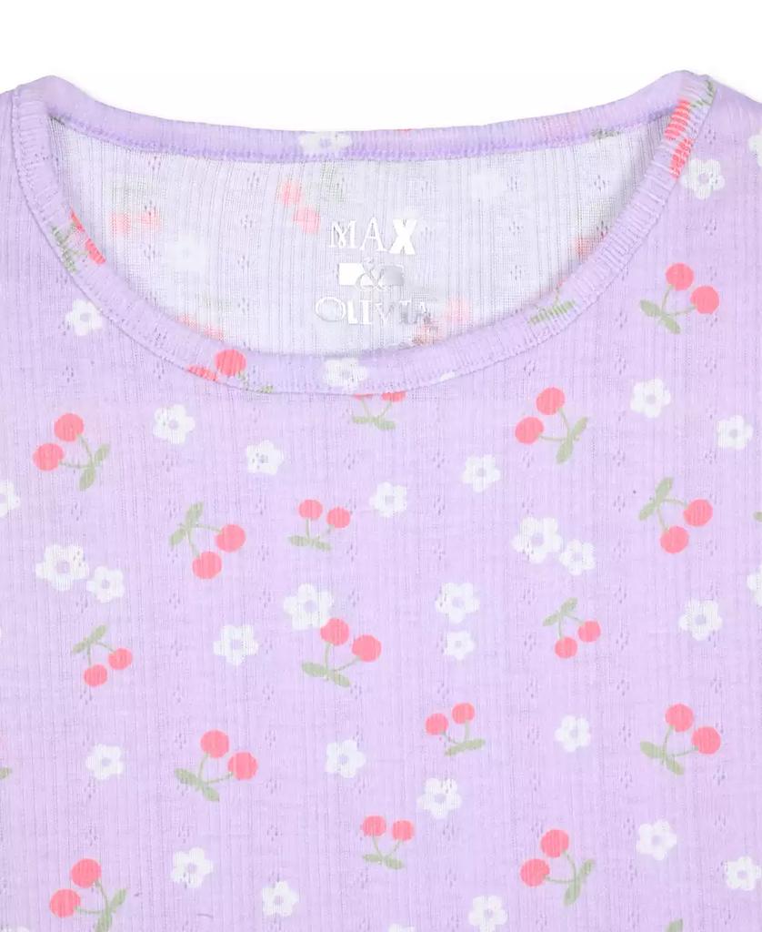 Max & Olivia Big Girls Pointelle Cherry-Print Shorts Pajama Set