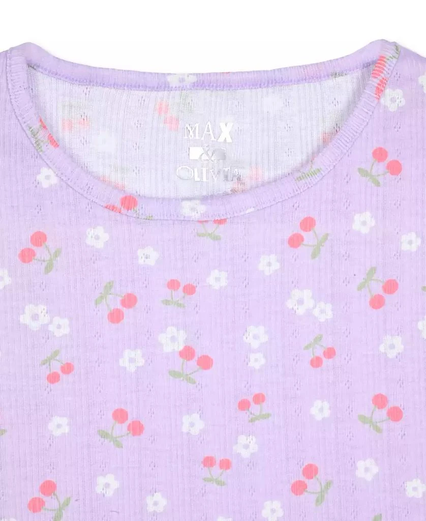 Max & Olivia Big Girls Pointelle Cherry-Print Shorts Pajama Set 2