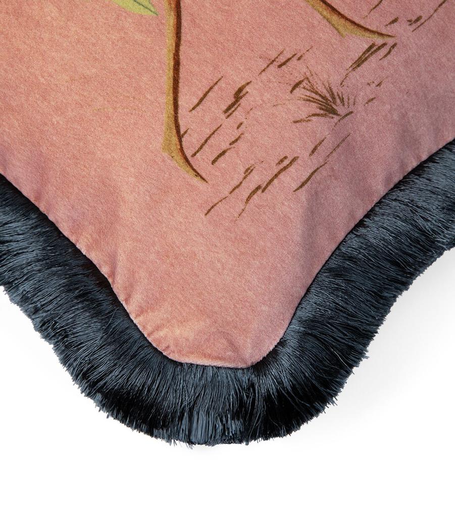 House of Hackney Medium Velvet Amatoria Pansies Fringed Cushion (45cm x 45cm)