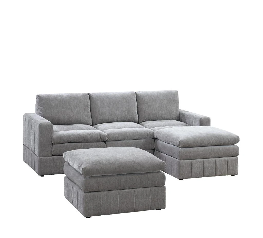 Streamdale Furniture Streamdale Contemporary 5 Piece Modular Sectional Set in Granite Morgan Fabric 2