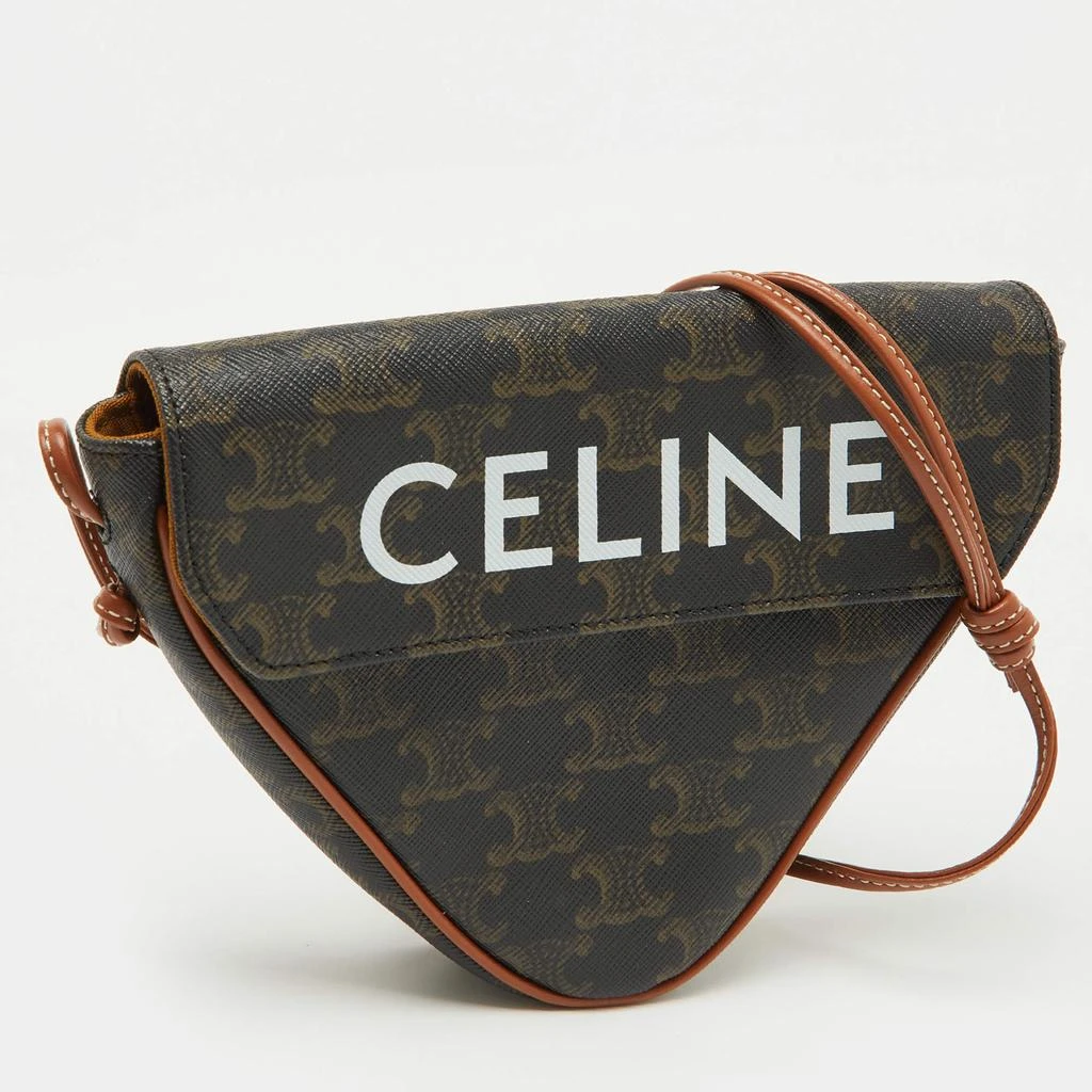 Celine Celine Tan Triomphe Canvas and Leather Triangle Crossbody Bag 3