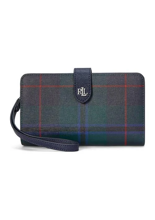 Ralph Lauren Ralph Lauren Plaid Crosshatch Leather Tech Wristlet 1