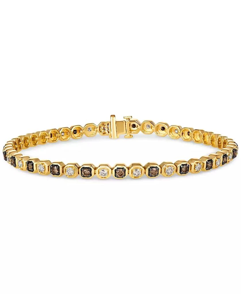 Le Vian Chocolate Diamond & Nude Diamond Hexagon Link Tennis Bracelet (1-7/8 ct. t.w.) in 14k Gold 1