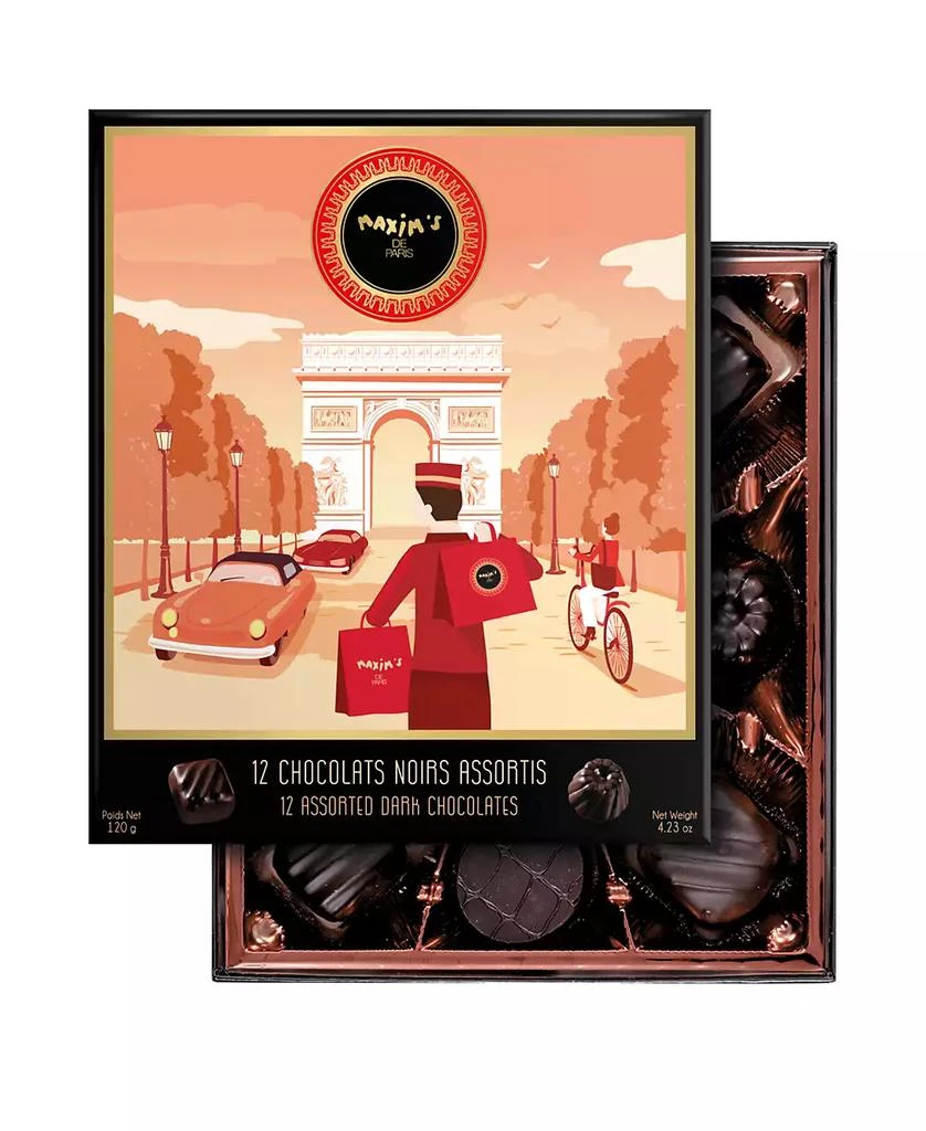 Maxim
s De Paris Holiday Dark Chocolate Connoisseurs Box, 12 Pieces
