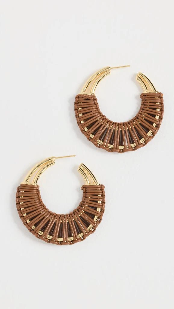Kenneth Jay Lane Leather Wrapped Hoop Earrings 1