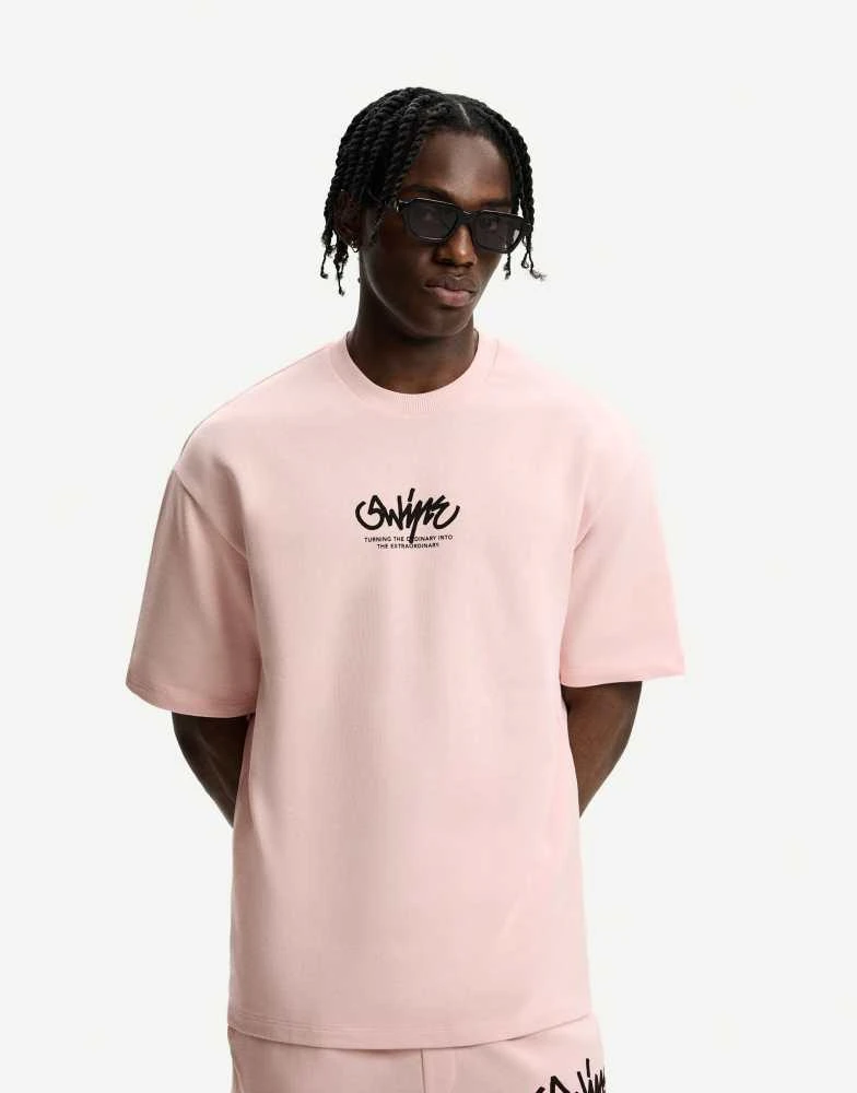 Bershka Bershka printed short sleeve t-shirt in pink 3
