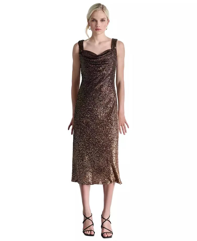 knee length dresses for ladies Sleeveless Cowl Neck Midi Dress | A-Line Dress