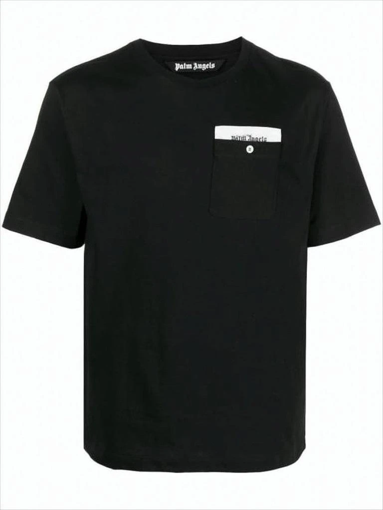 Palm Angels Black Short-Sleeve T-Shirt with Contrast Pocket Detail
