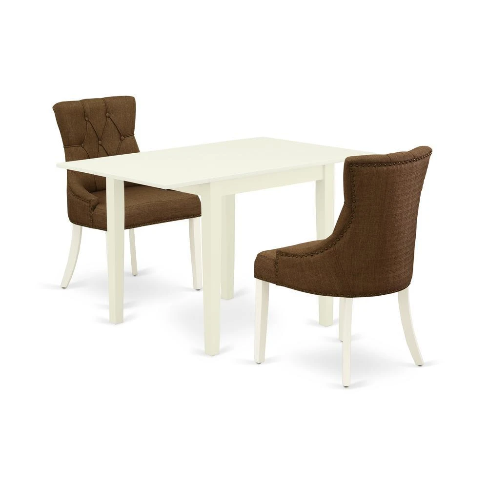 East West Furniture Dining Room Set Linen White, NDFR3-LWH-18 1