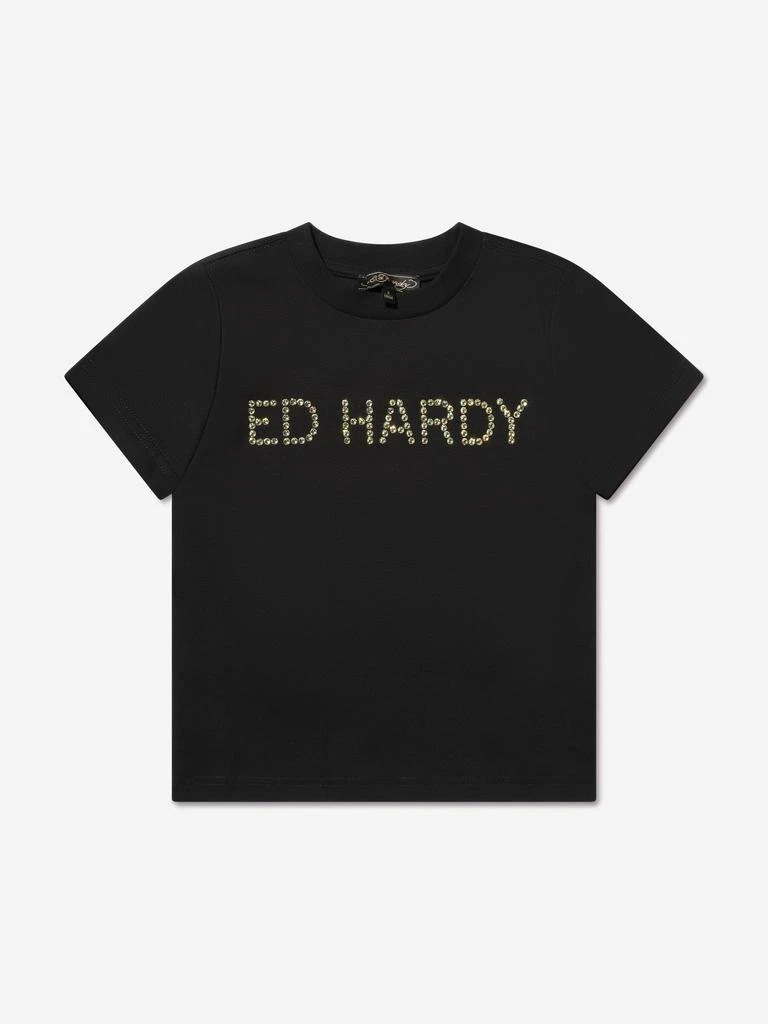 ED Hardy ED Hardy Girls Logo T-Shirt in Black 1