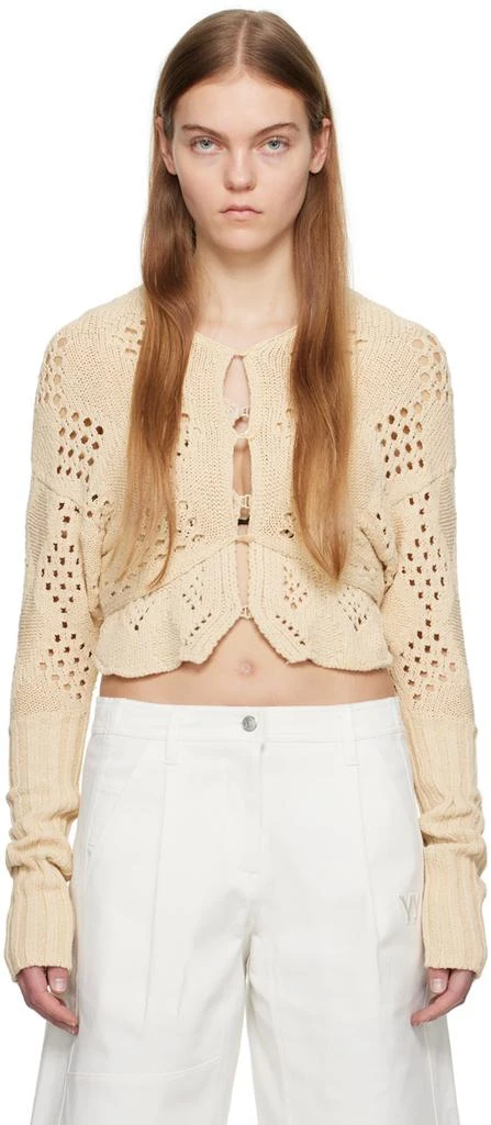 OPEN YY Beige Argyle Cardigan 1